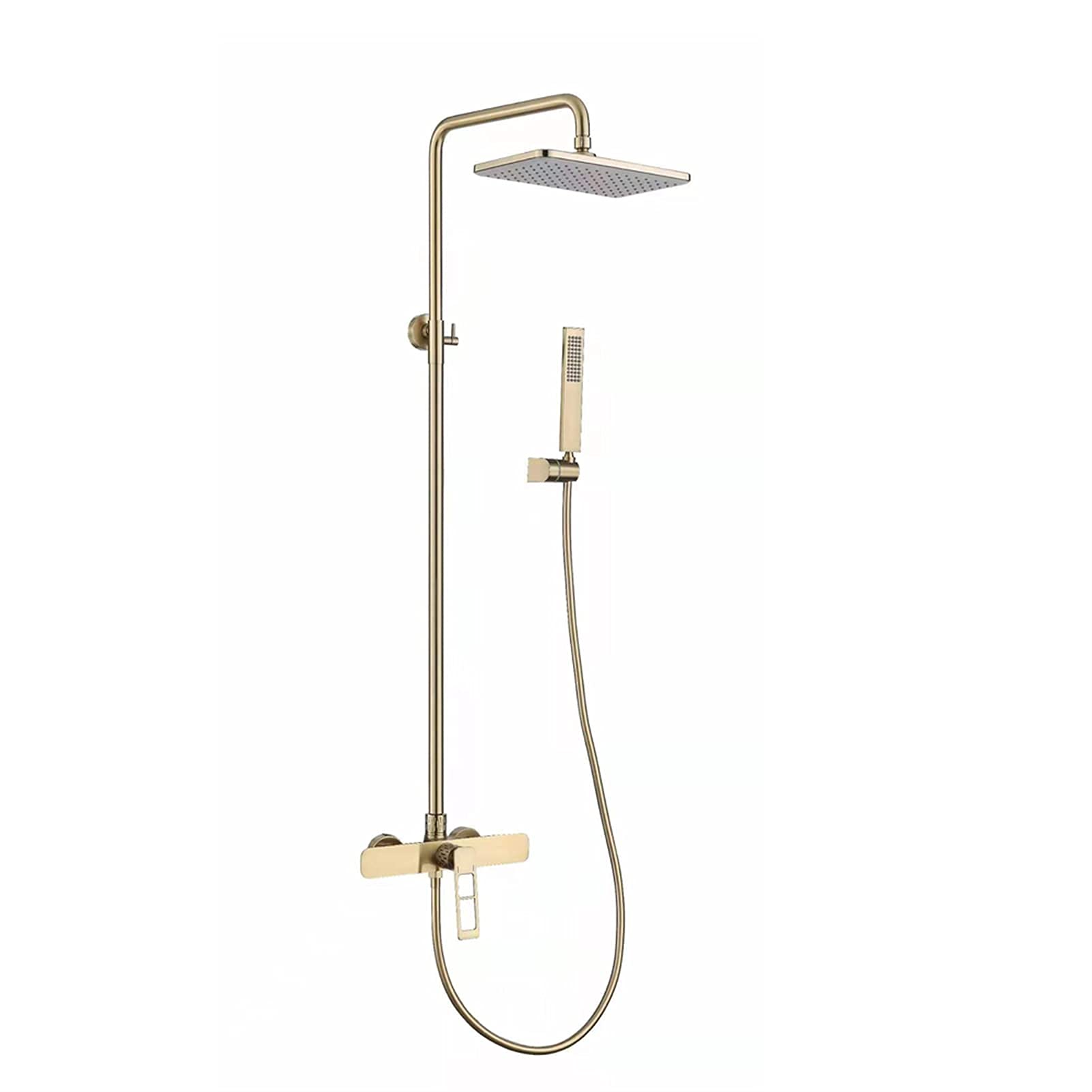 CWCQGH Shower System Brushed Gold, Rainfall Shower Head with Handheld Shower Sprayer, Wall Mounted Single Handle Bathtub Shower Faucet Set