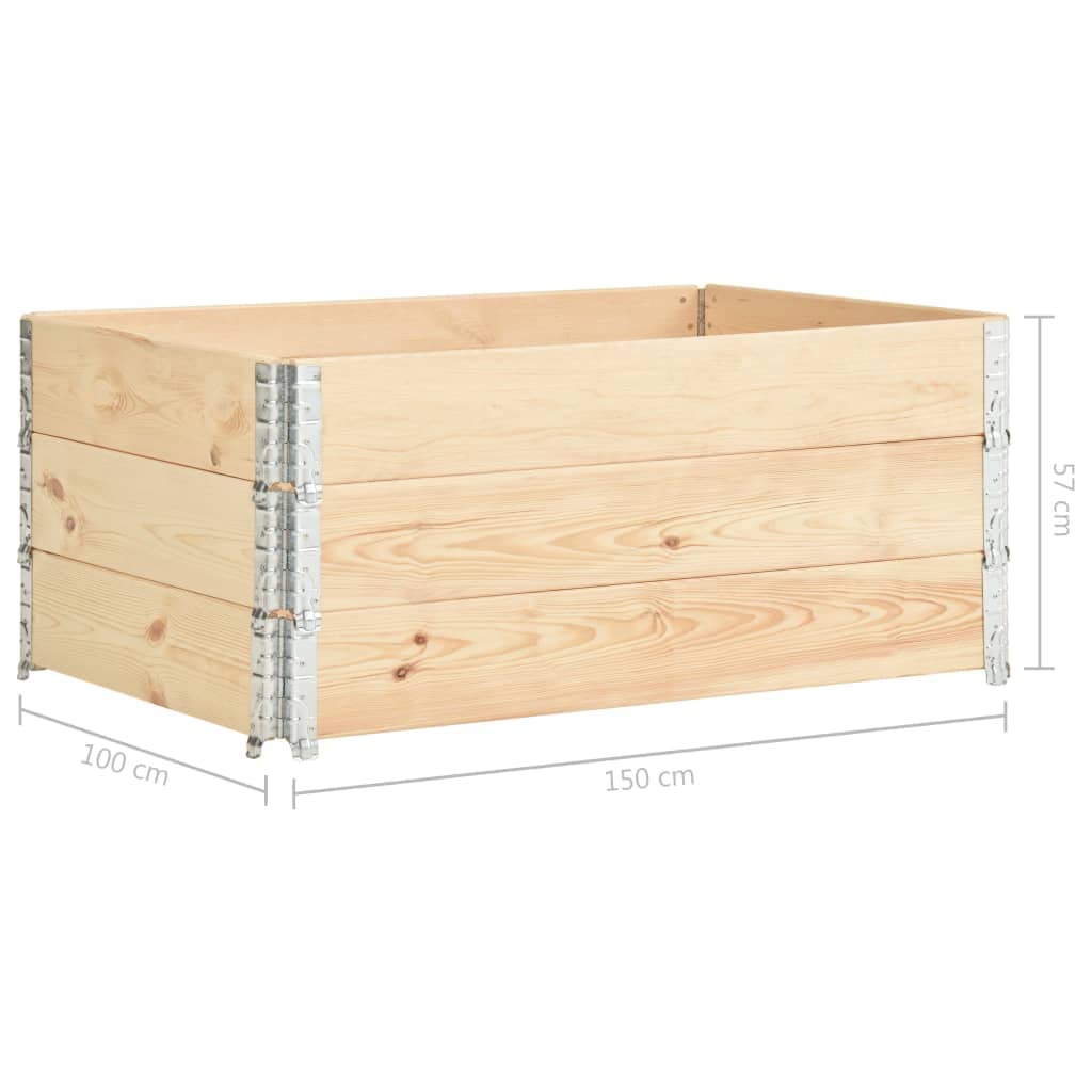 vidaXL 3X Madera Maciza de Pino Caja de Palés Jardinera Muebles Plegable Almacenar Artículos Almacenamiento Jardín Terraza Exterior 100x150 cm