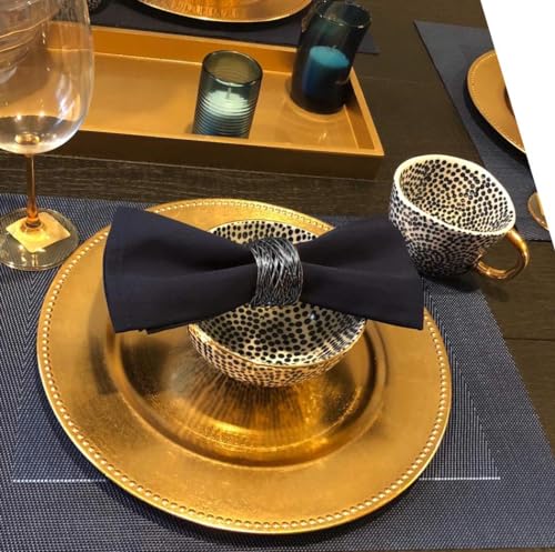 Image of SKAVIJ Handmade Twisted Wire Mesh Napkin Rings Holders Decor Dinner Party Wedding Thanksgiving Christmas Gathering (Black 12pcs)