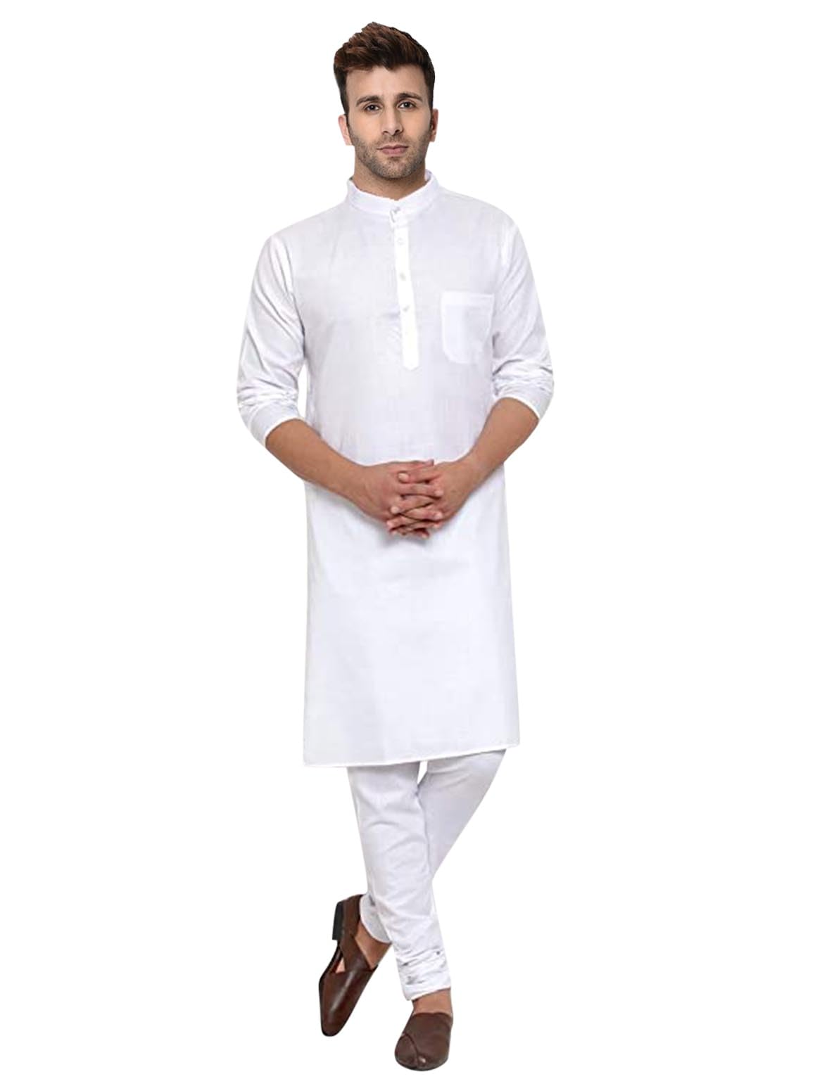 Lookmark Men's Cotton Blend Yellow Straight Kurta(Kurta 04-M_)