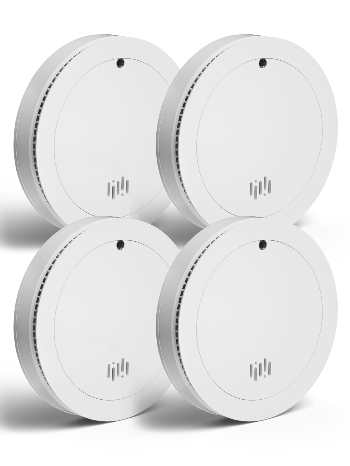 Rauchmelder mit 10 Jahre Batterie Ohne LED Blinken, Ultradünnes Design Din EN14604 Zertifiziert für Haushalt, Büro und Wohnung (Brandschutzmelder) 4er