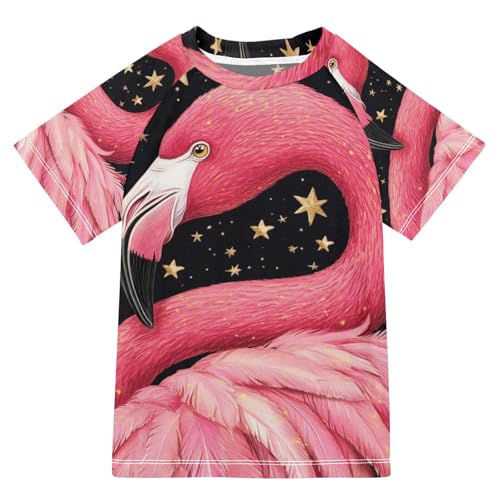 Boy Swimsuit Cartoon Star Flamingo Black Sunscreen T-Shirts Swimwear Sets UPF 50+