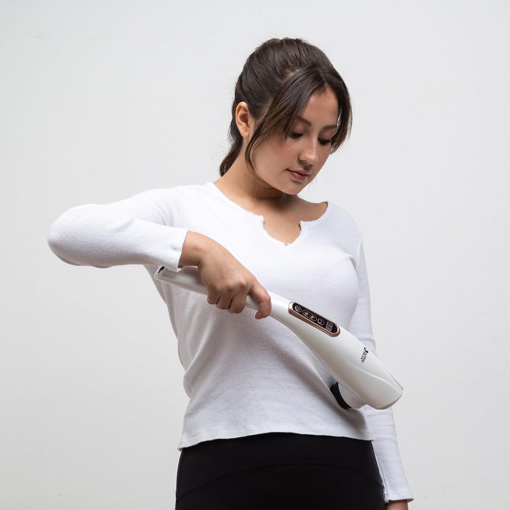 GLOBAL RELAX® | EGO Masajeador Corporal inalámbrico multifuncional | Blanco | Masaje Shiatsu I Percusión | 6 Cabezales intercambiables | 10 niveles de intensidad | Pantalla LCD