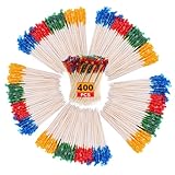 400PCS Fancy Toothpicks for Appetizers, 2.6IN Appetizer Picks for Cocktail Party Drinks Fruit Sandwiches, Decorative Charcuterie Boards Accessories, Skewers for Appetizers, Frill Toothpicks for Food