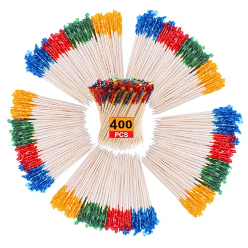 400Pcs Fancy Toothpicks For Appetizers, 2.6In Appetizer Picks For Cocktail Party Drinks Fruit Sandwiches, Decor Charcuterie Boards Accessories, Skewers For Appetizers,Frill Toothpicks For Food