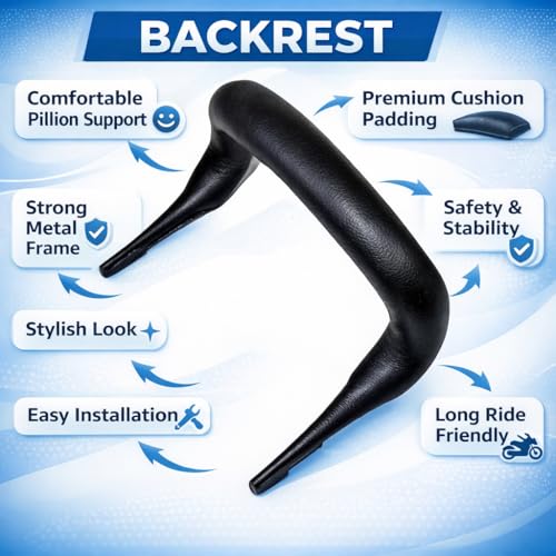 Image of PU Leather Cushioned Back Rest Seat Handle with Cushion Compatible for Bullet Classic, Standard, Electra 350 /350 Models