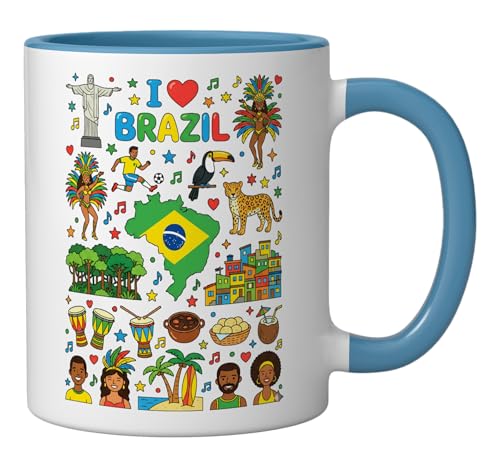 Taza Cerámica I Love Brazil 11 Onzas Azul y Blanco miniatura 2