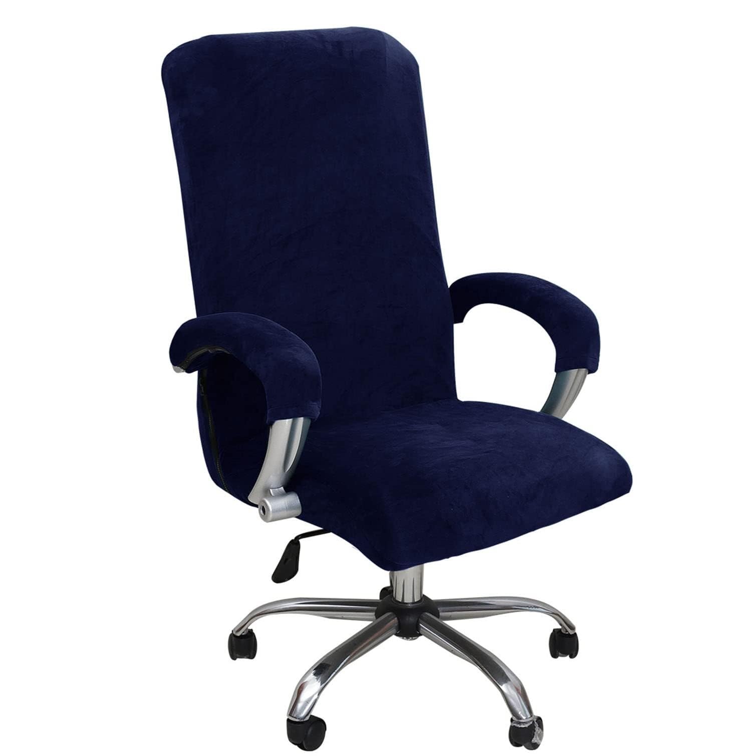 NMVAWIPT Velvet Office Chair Cover With Armrest Covers, Stretch High Back Boss-Chair Slipcover, Zipper Design(24#,Middle)