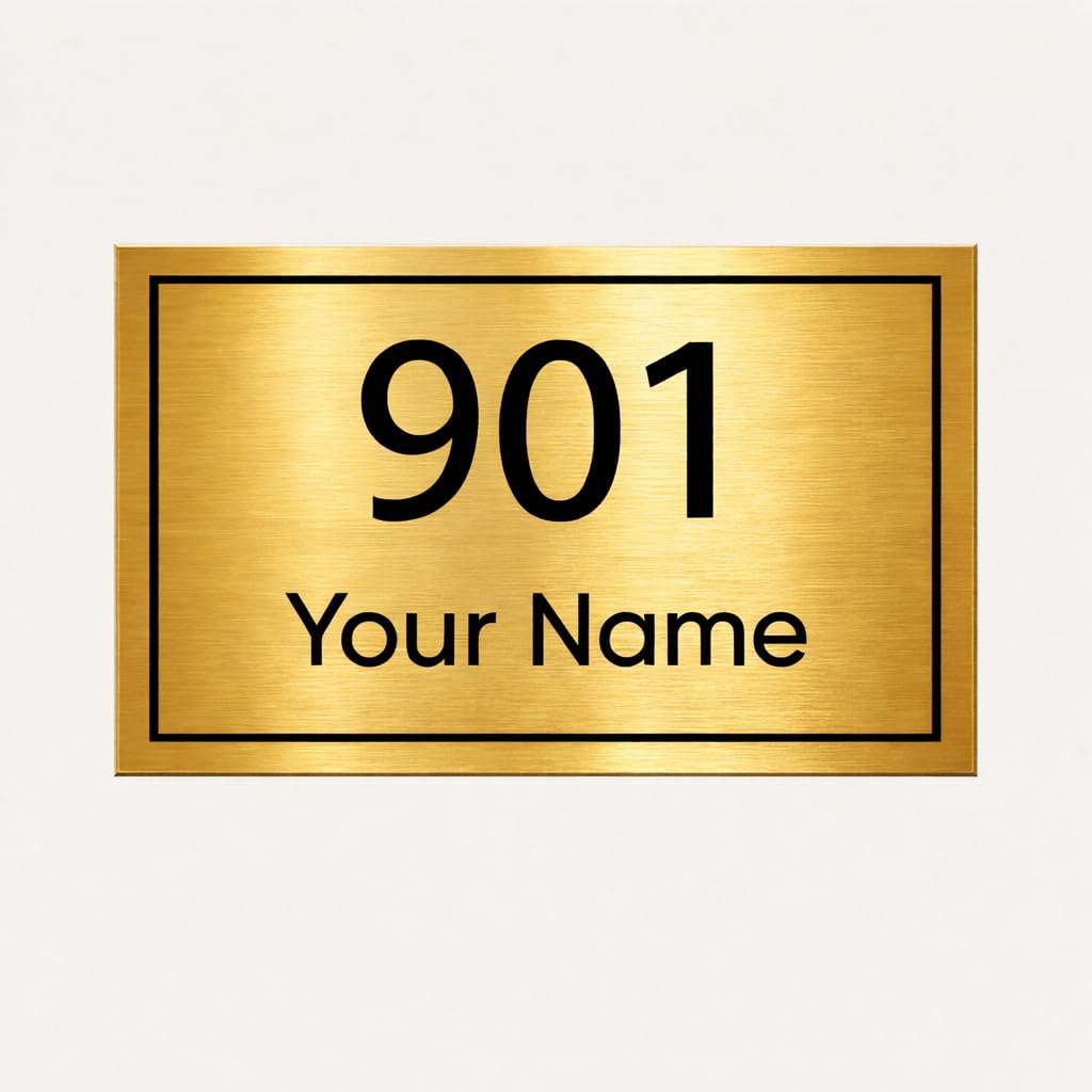 Customized Acrylic Name Plate | Personalized House Number Sign for Home & Office | Premium Golden Brushed Finish | Modern, Weatherproof(Self-Adhesive) | Flat/Apartment/Hotel Door Sign (Golden)-image-6