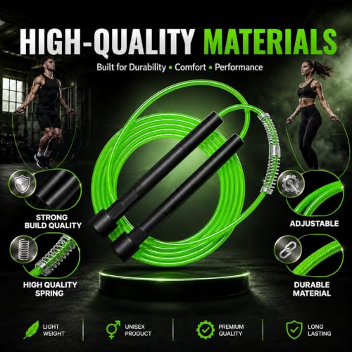 Image of Zero Gravity Adjustable Lightweight Skipping Jump Fitness Rope (Green)