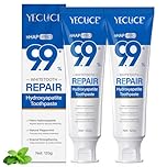 9.9% Hydroxyapatite Toothpaste 2 Pack, Fluoride-Free Nano Hydroxyapatite Toothpaste, Helps Remineralize, Protects Enamel, Relieves Sensitivity, Strengthens Teeth, Whitening, for Adult, Kids Oral Care