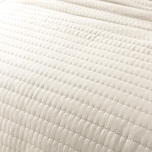 ROARINGWILD Ivory Twin Size Quilt Bedding Sets with 1 Pillow Sham, Lightweight Soft Bedspread Coverlet, Quilted Blanket Thin Comforter Bed Cover for All Season, 2 Pieces, 68x90 inches