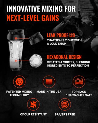 Helimix 2.0 Vortex Blender Shaker Bottle 828 ml - No Blending Ball or Whisk - USA Made - Portable Pre Workout Whey Protein Drink Cup - Mixes Cocktails Smoothies Shakes - Top Rack Safe - Image 5