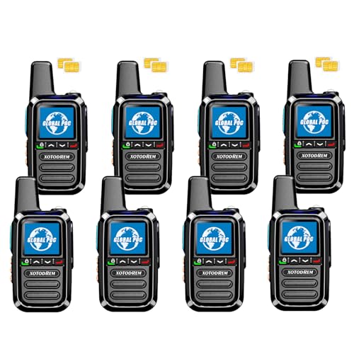 Global Rapid Walkie Talkies Unlimited Range 4G LTE PoC(Push-to-Talk Over Cellular) Radios Nationwide PTT Two Way Radios Long Distance for Family, Logistics, Company?2pcs with sim Card? (Black, 8)