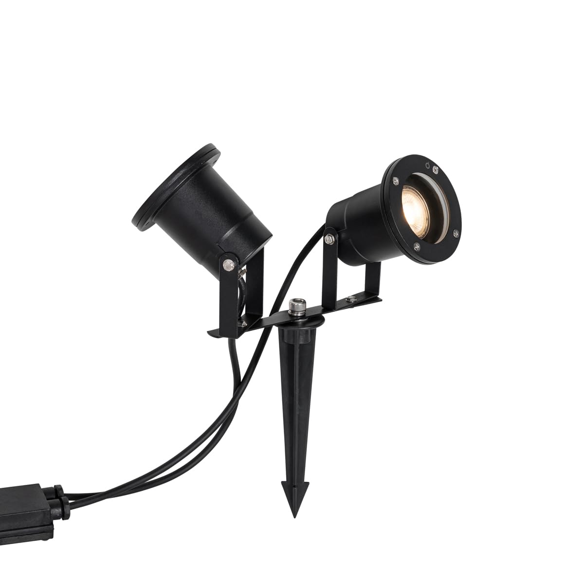 Qazqa - Outdoor Garden Spot Black Incl. Cord and Plug 2-Light IP65 - Basic- - Classic I Antique - Suitable for LED GU10 | 2 Way Light - Aluminium Outdoor spotway Light - Suitable for