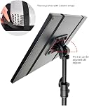 Ordinateur portable réglable & Support de trépied du projecteur – portatif, robuste, réglable en hauteur avec lumière de l'anneau, plateau à souris en acier, montage téléphonique inclus – Idéal pour le travail, présentations, regarder des films en intérieur ou en extérieur, support pour ordinateur portable, support mobile