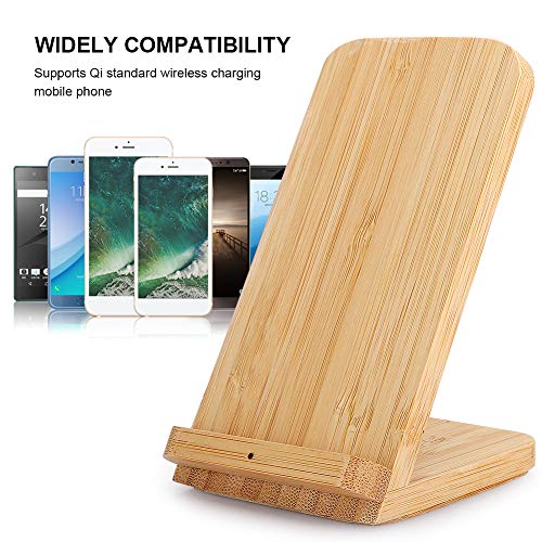 Houten draadloze oplader, 10W draagbare snelladende telefoonstandaardbeugel Draadloze oplaadstandaard Ondersteuning Qi… - Afbeelding 4