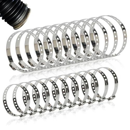 Lot de 20 colliers de serrage pour joints homocinétiques, colliers de serrage métalliques réglables pour soufflets de joint homocinétique, 10 grands et 10...