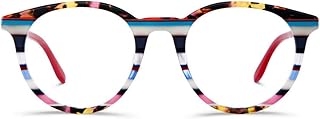 AOOLIA Cat Eye Reading Glasses: Women Blue Light Blocking Anti UV Eye Strain Eyewear Colorful Stripe Lightweight Flexible (Red, 2.75, multiplier_x)