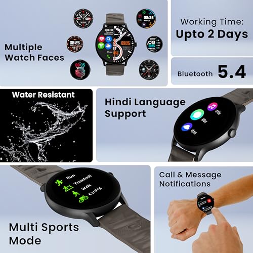 Image of Gizfit 984 Orbit Z Smartwatch with 1.39 inch Round Display, Hindi Language Support, Multi Sports Mode, Heart Rate Monitor, Custom Watch Faces, Zinc Alloy Body - Upto 2 Days Battery Life (Black)