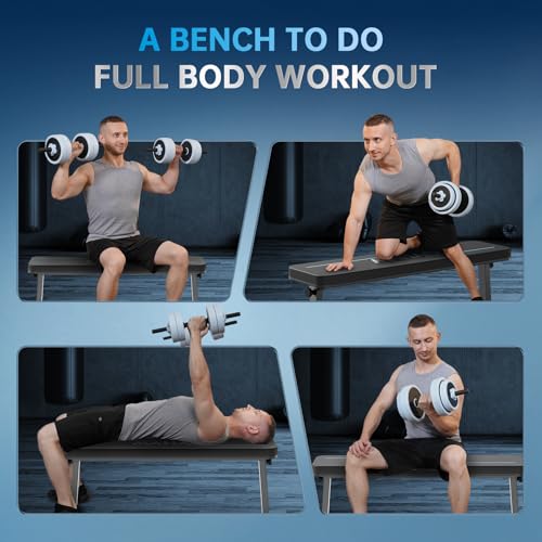 MAHAO Flat Weight Bench, Foldable Workout Bench for Home Gym with 660 LBS Weight Capacity, Flat Bench Press for Full Body Workout, Black MB20 - Image 6