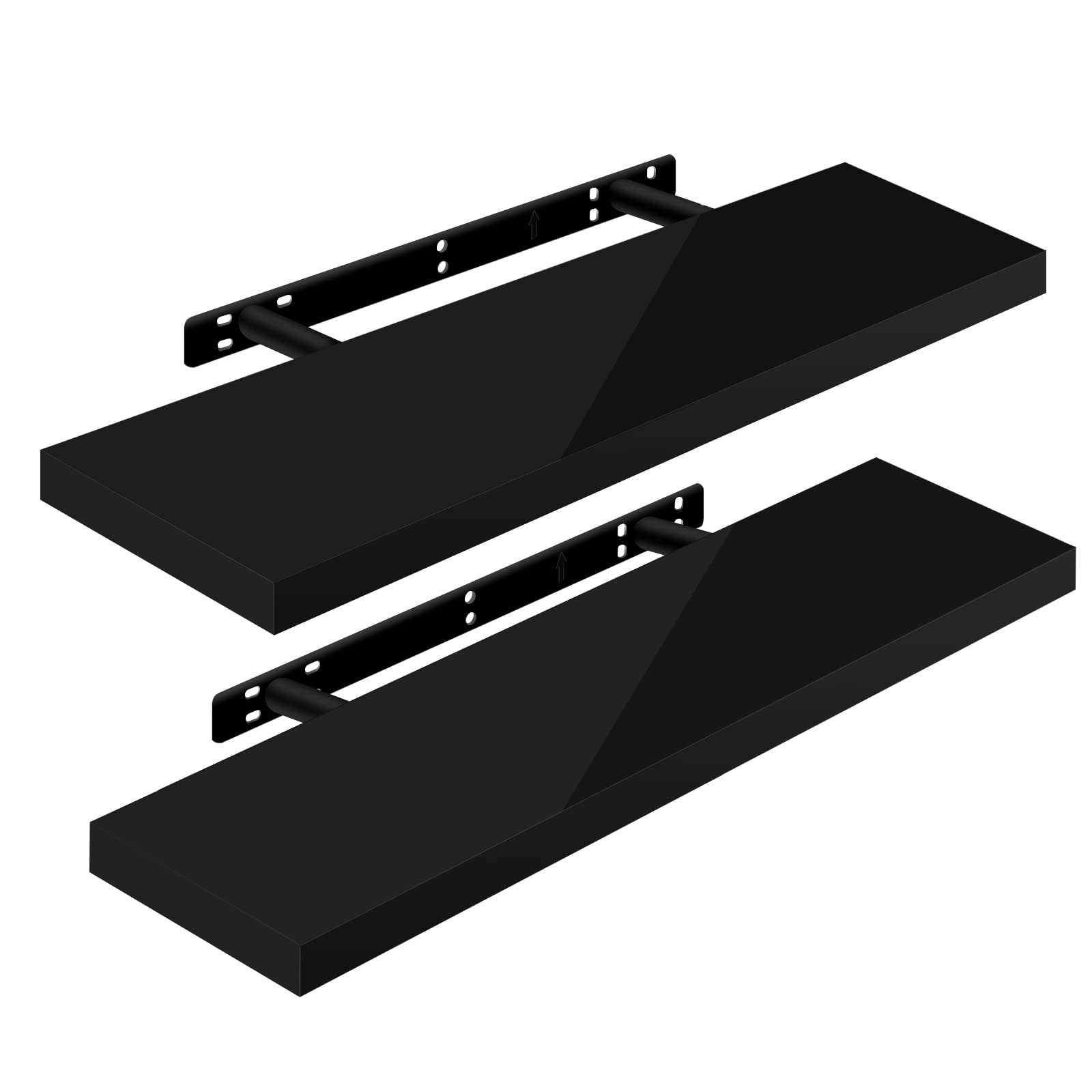 WOLTU Estante de Pared Tablero de Pared Volato Juego de 2 Estante Flotante Libre Estante de CD DVD Estante de Libro Tablero de Madera 80x22,9x3,8cm, Negro, RG9480sz-2