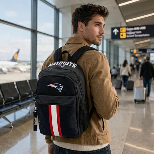 Image of NFL New England Patriots Backpack - Triple Stripe Wordmark Design with Keychain