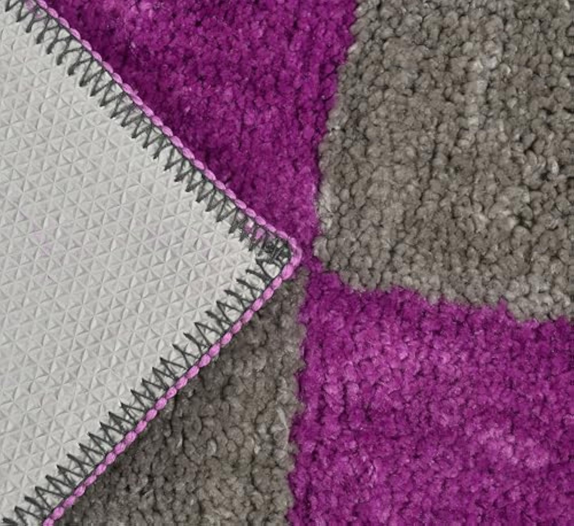 Bordered Pattern Purple Bath Mat - Pack of 2