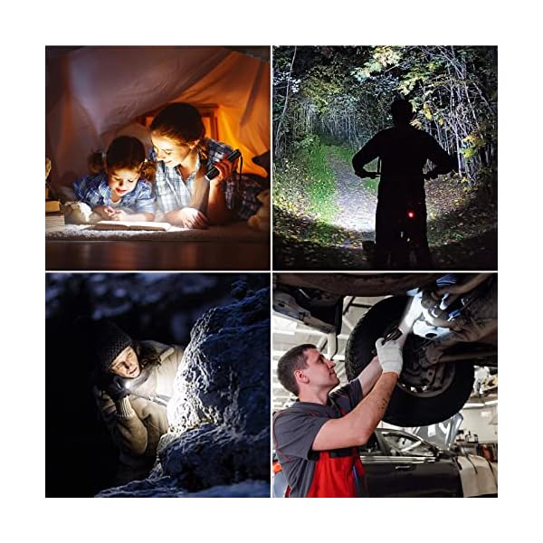 Blukar LED Taschenlampe Aufladbar, Extrem Helle Zoombares Taschenlampen mit 5 Lichtmodi und Langer Betriebsdauer, IPX6 Wasserdichte Handlampe für Camping, Wandern, Angeln, Notfäll [2 Stück]-Schwarz – Bild 9
