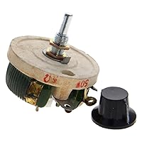 Vista 15 de Heyiarbeit 2 Ohm 25W Potenciómetro de alambre enrollado de cerámica lineal Resistencia de reóstato variable con perilla para atenuadores de luz