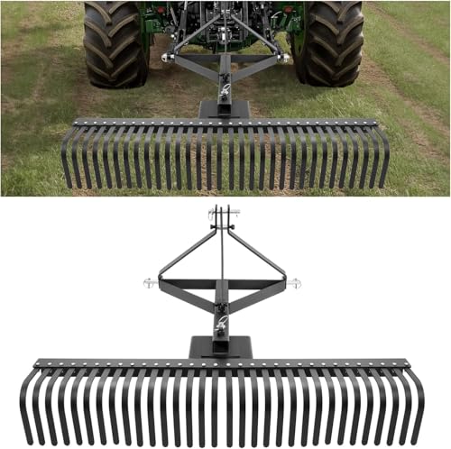 Image of KUAFU 60 inch 3 Point Landscape Rake Rotation Compatible with Category 1