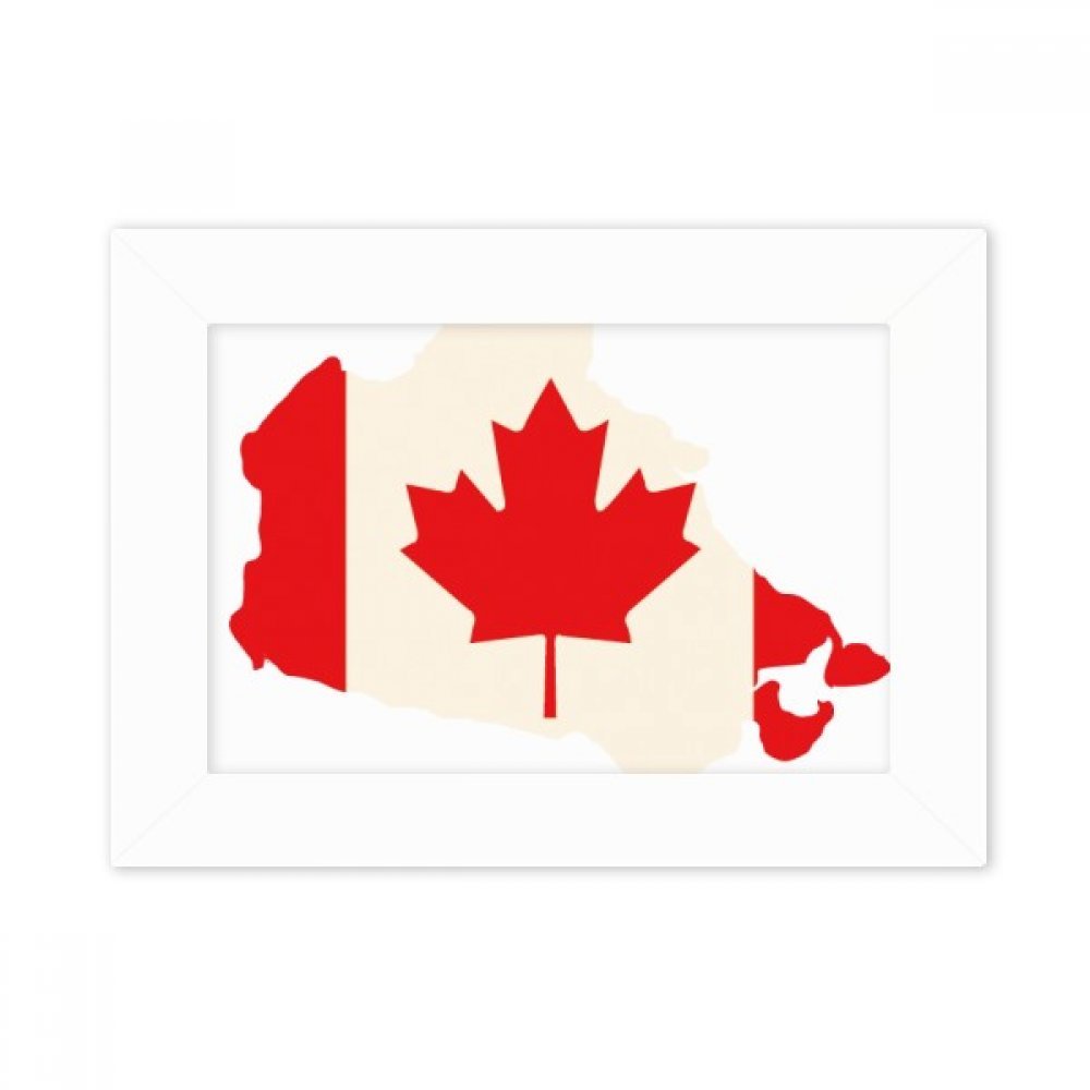 Drapeau de bureau Canada cadre photo blanc feuille d'érable rouge peinture art 5x7