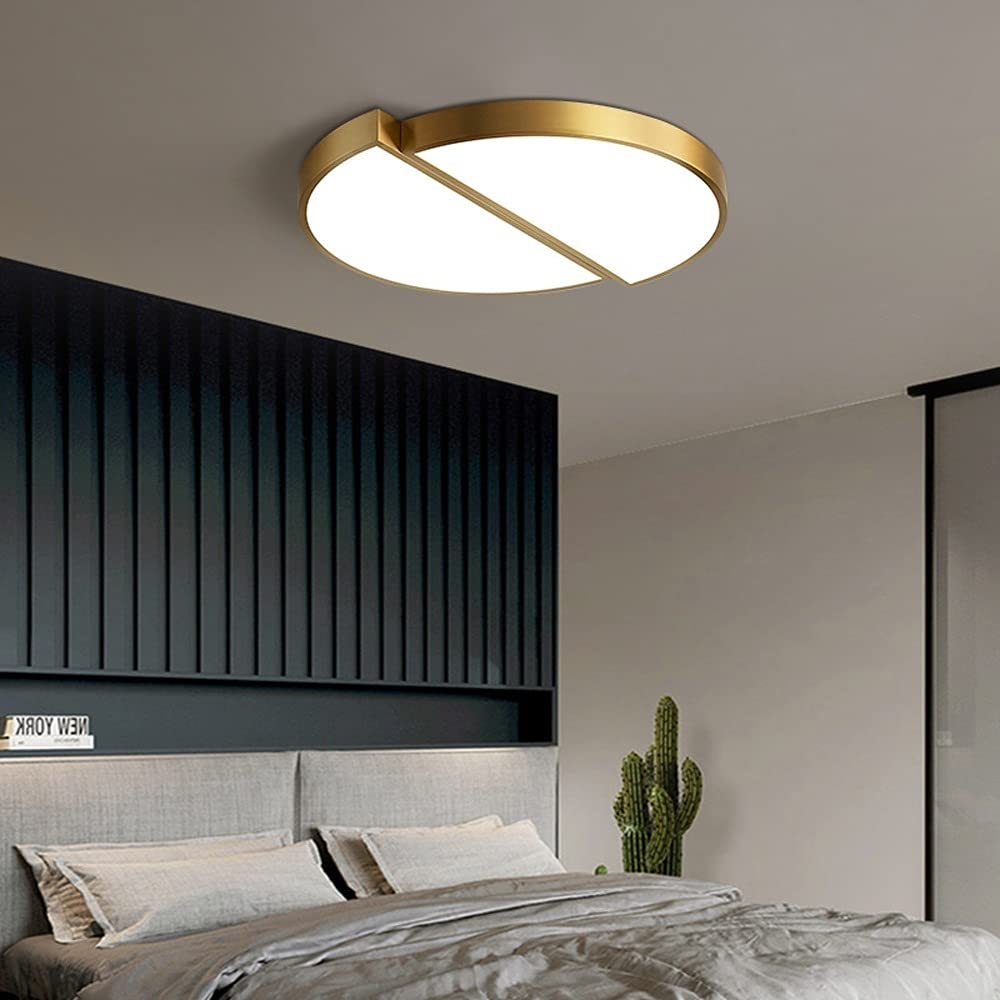 Lampa sufitowa LED, żyrandol, miedziana, super cienka lampa sufitowa, kreatywne przyciemnianie, hotel, salon, sypialnia, dekoracja