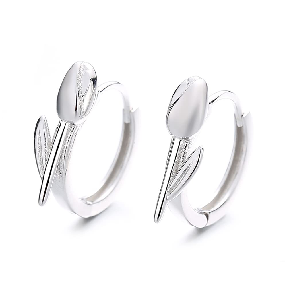 Orecchini minimalisti in argento sterling S925 con rosa nera per le