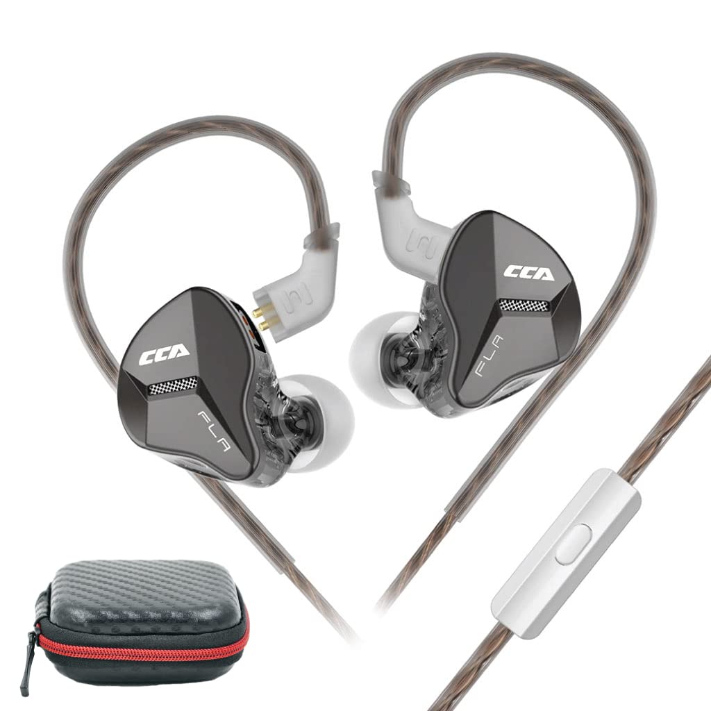 Concept Kart CCA FLA Wired IEM Earphone with Mic, 10mm Dynamic Driver, Wide Soundstage & Exquisite Design, in Ear Monitor with OFC Detachable Cable (with Mic, Black)