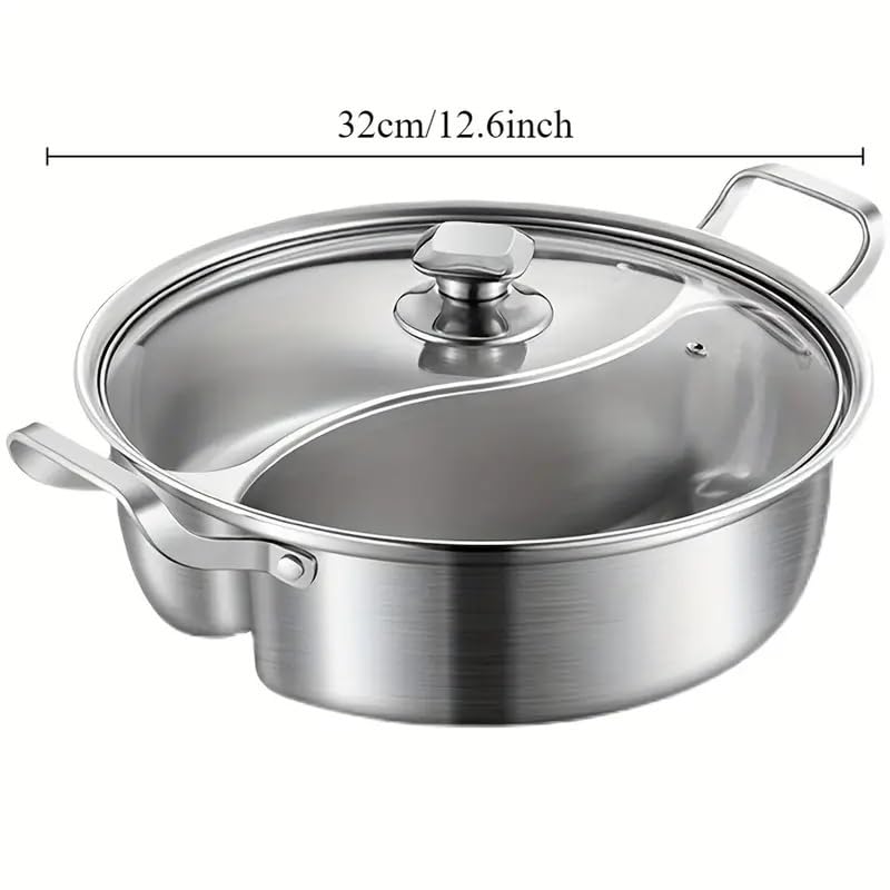 Olla caliente doble sabor 12.6" acero inoxidable compatible inducción miniatura 2