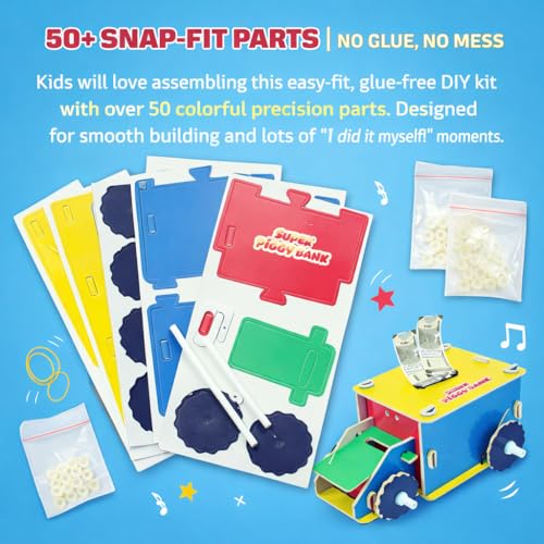 Image of Butterfly EduFields DIY Truck Piggy Bank for Kids 4-8 Years | Car Theme Money Saving Box for Boys & Girls | 50+ Snap-Fit Parts STEM DIY Toy | Kids Gullak & Kiddy Bank Birthday Return Gift
