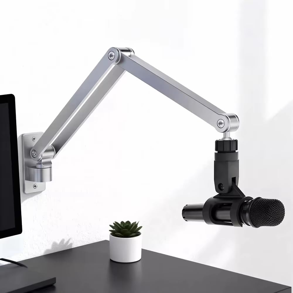 Soporte de Brazo Articulado para Micrófono, Rotación Universal, Plegable y Elevable, de Aleación de Aluminio, para Montaje en Pared