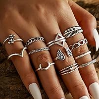 MYGLOAR Ensemble De 44 Bagues Réglables En Acier Inoxydable Pour