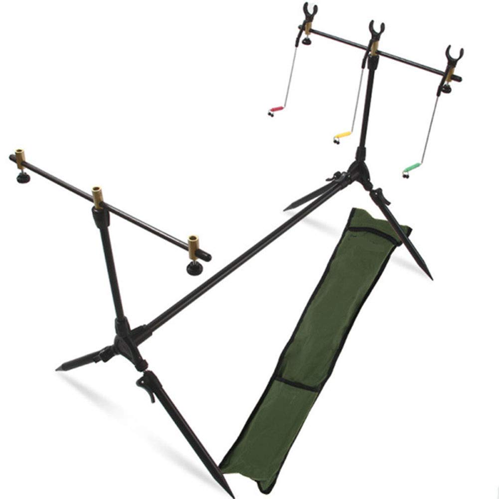 AKT Estante de Cañas de Pescar Soporte para Caña de Pescar + Bolsa Accesorios para Herramientas de Pesca Soporte de Poste