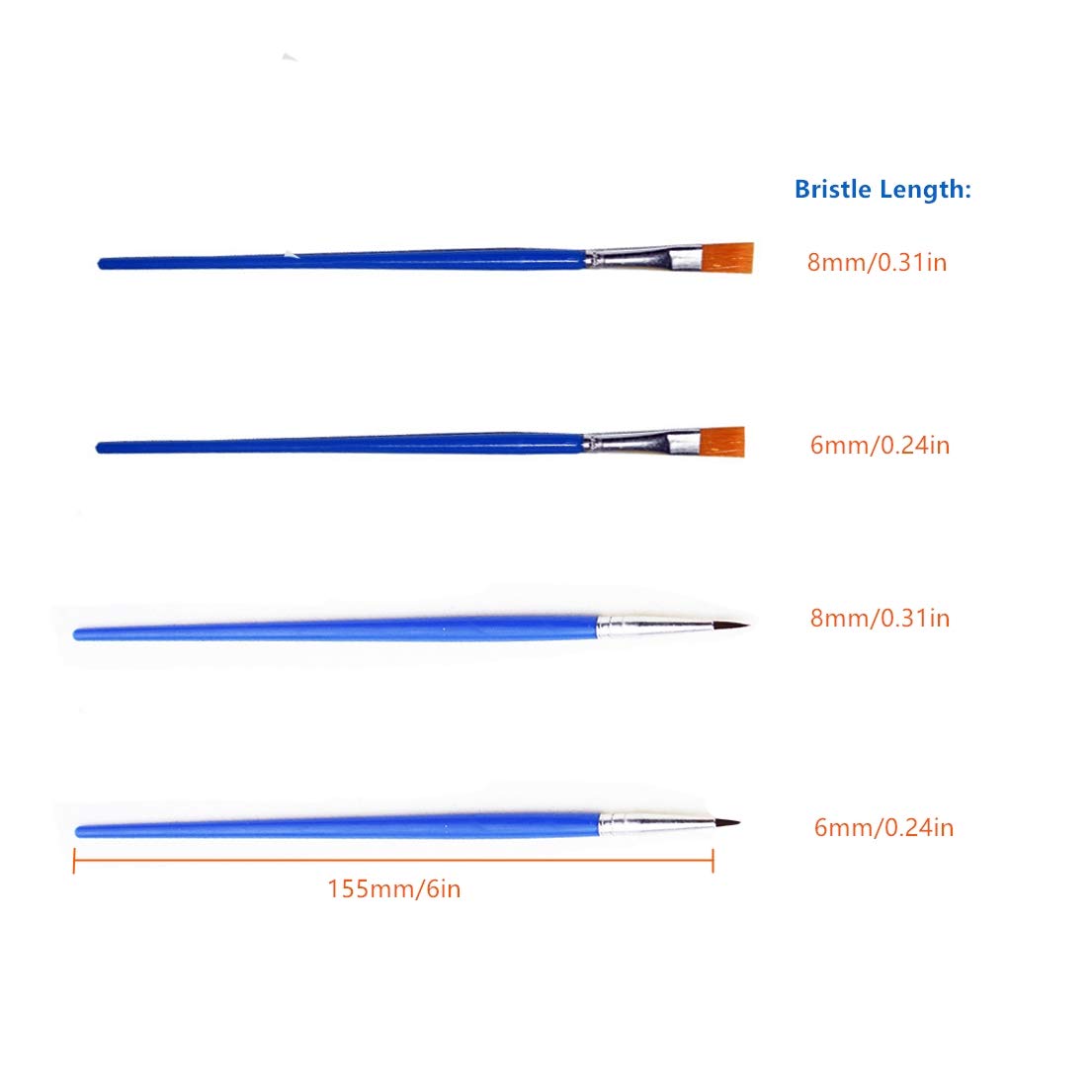 Set De 80 Pinceaux Artistiques - 40 Plats Et 40 Ronds - Poils Synthétiques Nylon - Pour Aquarelle, Acrylique, Huile, Gouache Et Bricolage