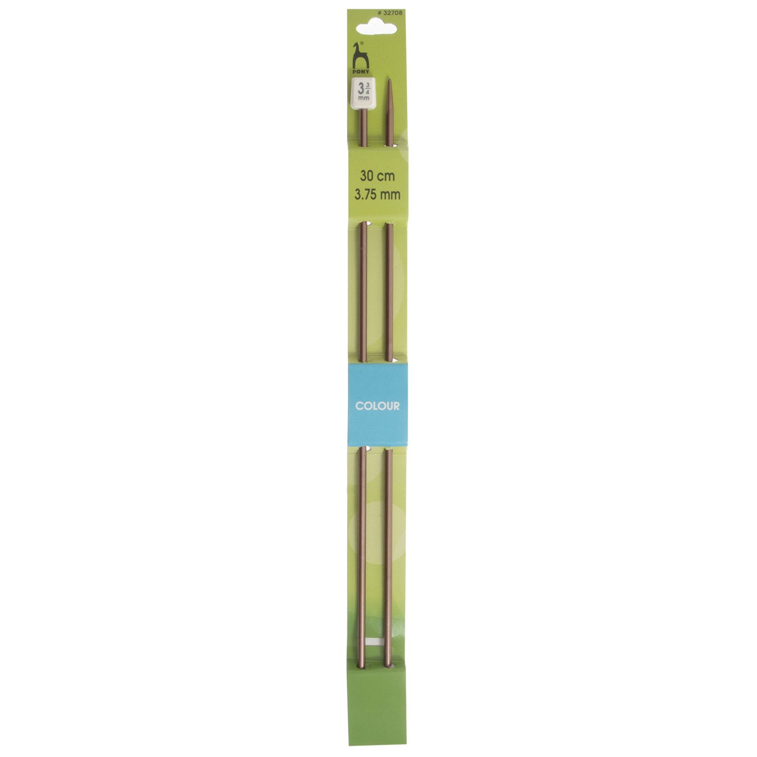Pony Coloured Knitting Pins: Single-Ended: Aluminium: 30cm x 3.75mm