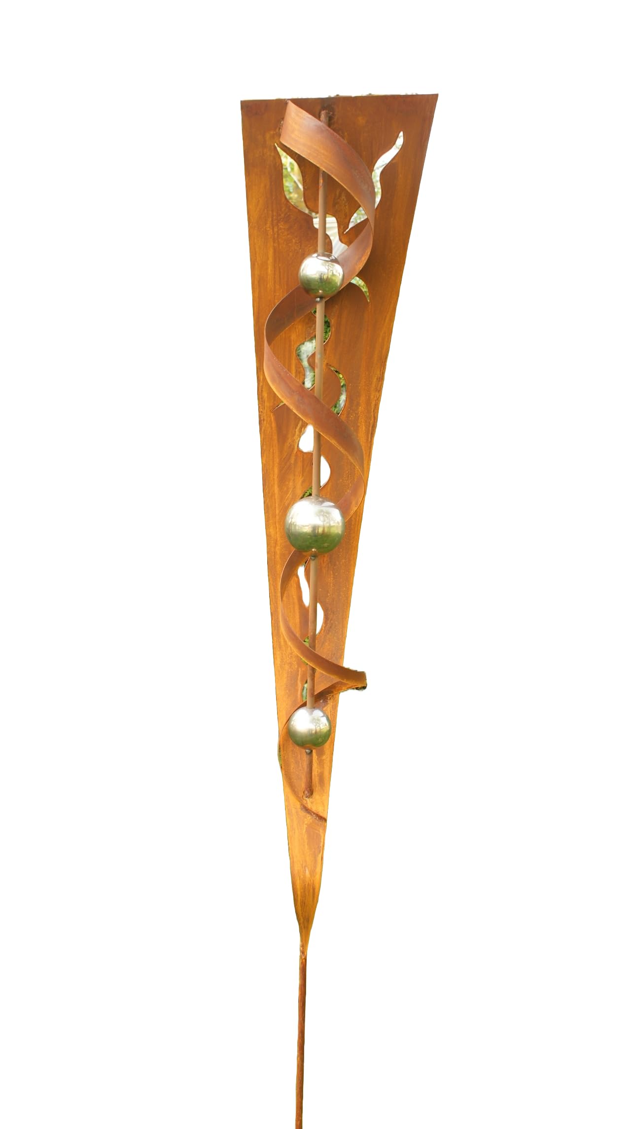 Gartendeko Rost Stab Andrea mit 3 Edelstahlkugeln Geschenkidee