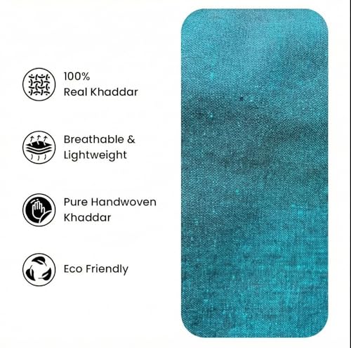 Image of Unstitched Cotton Fabric for Men and Women - Light Weight Self Pattern Khadi Cotton Fabric Material (3.5 Meter, Dark Green)