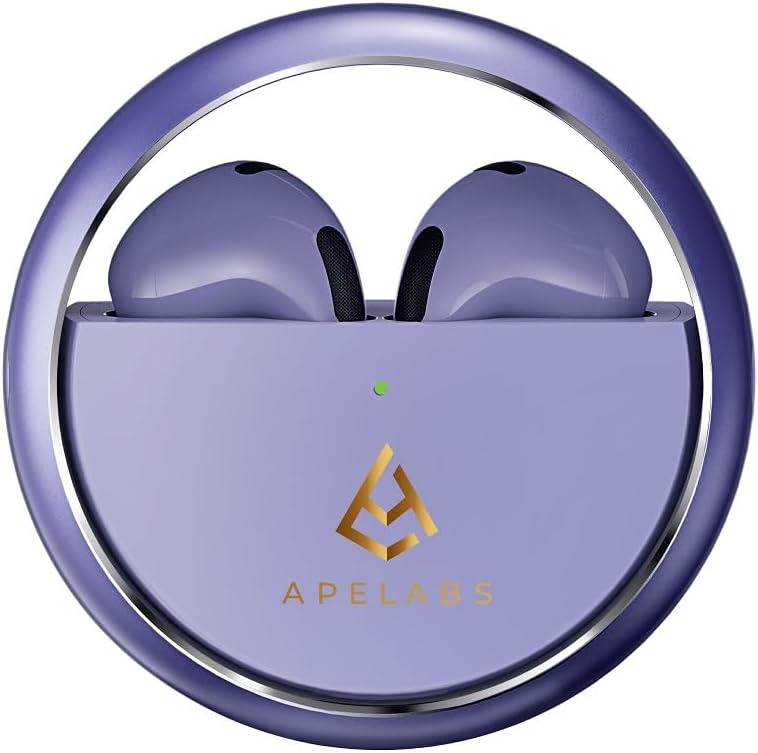 AirSpin by ApeLabs AS-ER-101 Wireless Earphones, Ergonomic Design, Metallic Finish, 30 Hours Playtime, ENC, IPX5 Sweat & Water Resistance, 13mm Driver, BT 5.3, Smooth Touch Controls ,Low Latency 60ms(Iced Purple)