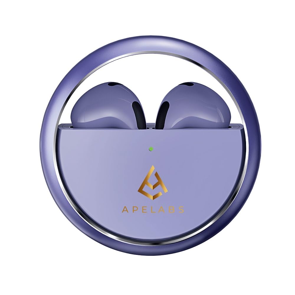 AirSpin by ApeLabs AS-ER-101 Wireless Earphones, Ergonomic Design, Metallic Finish, 30 Hours Playtime, ENC, IPX5 Sweat & Water Resistance, 13mm Driver, BT 5.3, Smooth Touch Controls ,Low Latency 60ms(Iced Purple)
