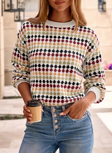 EVALESS Fall Sweaters for Women Cute Long Sleeve Tops Fashion Clothing 2025 Lightweight Pullover Sweaters Polka Dot Tops2