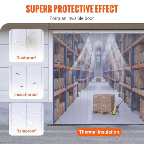 SCITOY Plastic Clear Door Curtains, PVC Strip Curtain Complete Kit, Vinyl Curtains Suitable for Refrigerators and Warehouses, Simple Installation and Durable(90x280cm/35.43x110.2in) - Thumbnail 3