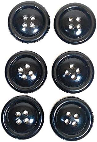 6 Shiny Black Button Set - Tailored 4 Hole Sew On Buttons for Sport Coat, Dress,Blazer, Sport Coat and Jackets Sport Coats Available inr 3/4'' (6 Buttons 5/8 INCH 17mm)