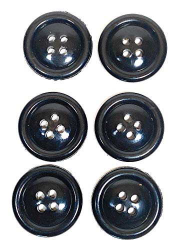 6 Shiny Black Button Set - Tailored 4 Hole Sew On Buttons For Sport Coat, Dress,Blazer, Sport Coat And Jackets Sport Coats Available Inr 3/4'' (6 Buttons 5/8 Inch 17Mm) #TOP2